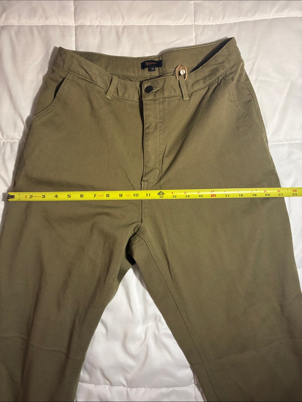 Quince Organic Stretch cotton twill straight leg cropped Pants women’s Sz 12 - Picture 9 of 12